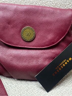 Wander Plum Burgundy Leather Crossbody Bag with Gold Medallion